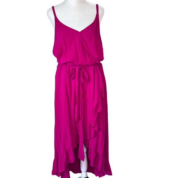 Ava & Viv Dresses & Skirts - Ava & Viv Magenta Spaghetti Strapped Dress With Tie Belt Size: 1X